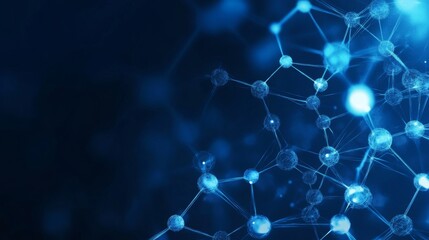 Abstract blue science background with flowing geometric lines and digital patterns, futuristic molecular structures, and glowing particles


