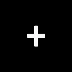 Fototapeta premium Simple white cross marks center of a black background creating a striking contrast suitable for various design applications and creative projects