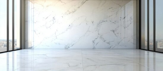 Obraz premium Contemporary empty room with a stunning marble floor and crisp white walls.