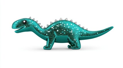 Fototapeta premium Teal Glitter Cartoon Dinosaur Toy