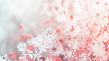 Naklejka premium Stunning Ice Crystals on Plants: A Winter's Embrace