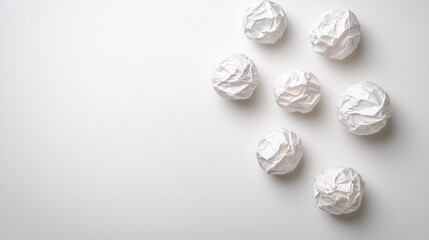 White Crumpled Paper Balls On A White Background