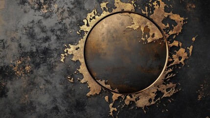 Abstract liquid gold circle stain metal background banner