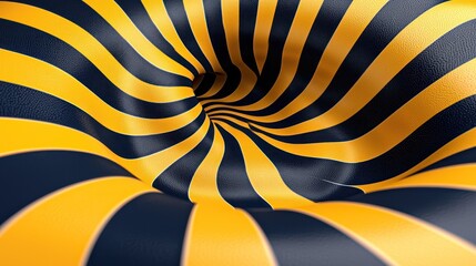 A swirling pattern of black and yellow stripes creating a hypnotic effect.
