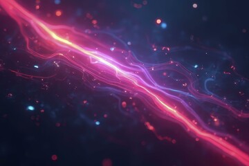 Fototapeta premium Glowing Neon Streaks Cutting Through Matte Dark Background