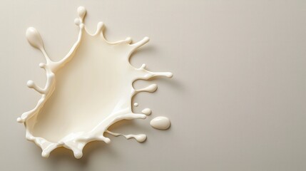 Fototapeta premium Creamy White Liquid Splash on Beige Background
