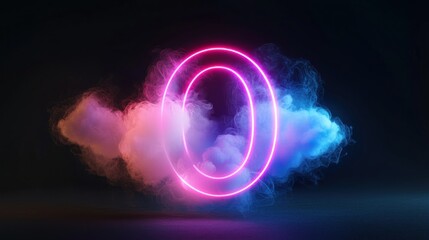 Obraz premium Pink and Blue Neon Circle in Smoke Cloud