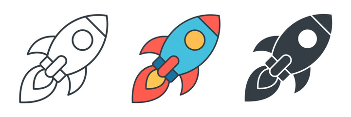 Rocket icon symbol vector illustration isolated on white background