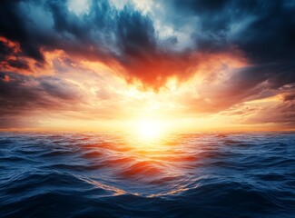 Obraz premium A beautiful sunset over the ocean