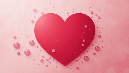 Minimalistic design with a soft pink-to-red gradient, accented by scattered translucent bubbles evoking a modern love vibe