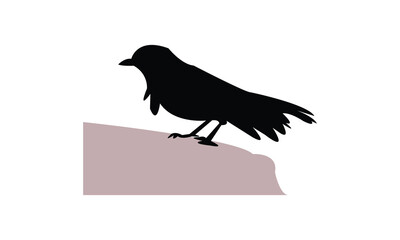Blue Flycatcher Bird Silhouette Design  And Vector Illustration. 