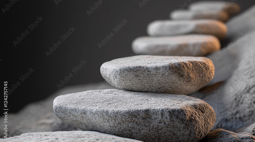 Poster row of gray stones creating a path leading into the distance