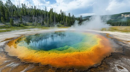 Rainbow-Colored Hot Spring in Yellowstone National Park