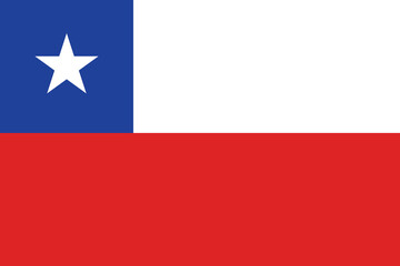 Naklejka premium Chile flag official colors and proportion digital vector illustration.