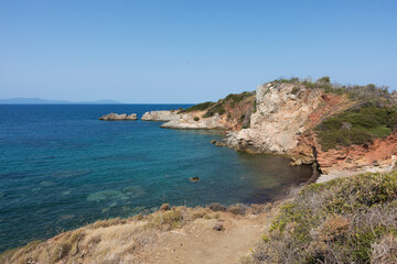 Amazing scenery by the sea in North Evia, Greece, on Agios Vasileios bay, close to Agia Anna