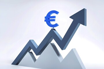 A 3D render of a rising arrow pointing upwards