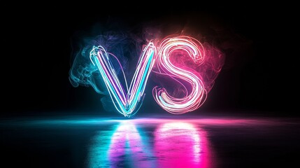 Glowing neon line with VS text icon template. Versus Icon background. Versus sign contrast simple illustration