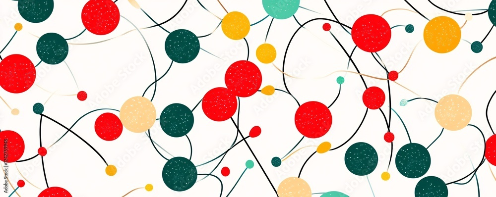 Poster Colorful connected dots pattern forming network structure