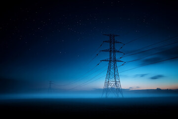 Concept Baltic States leaving, withdraw from Russian BRELL power grid. Synchronous grid of Continental Europe. High electricity poles in urban area connected to smart grid. AI