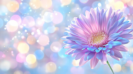 Obraz premium Pastel Gerbera Daisy, bokeh background, floral greeting card