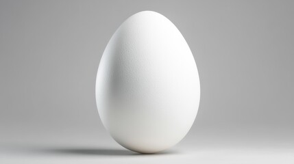White Egg on Gray Background with Soft Lighting and Shadows
