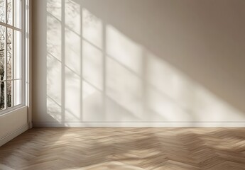 Sunlit Room Corner With Hardwood Floor And Window