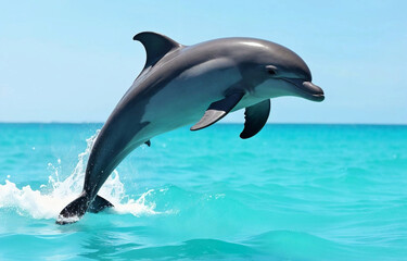 Fototapeta premium dolphin jumping out of water