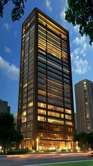 Night City Tower 3D Illustration