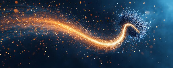 Illustration of a magnetic field with iron filings forming curves sharply displayed