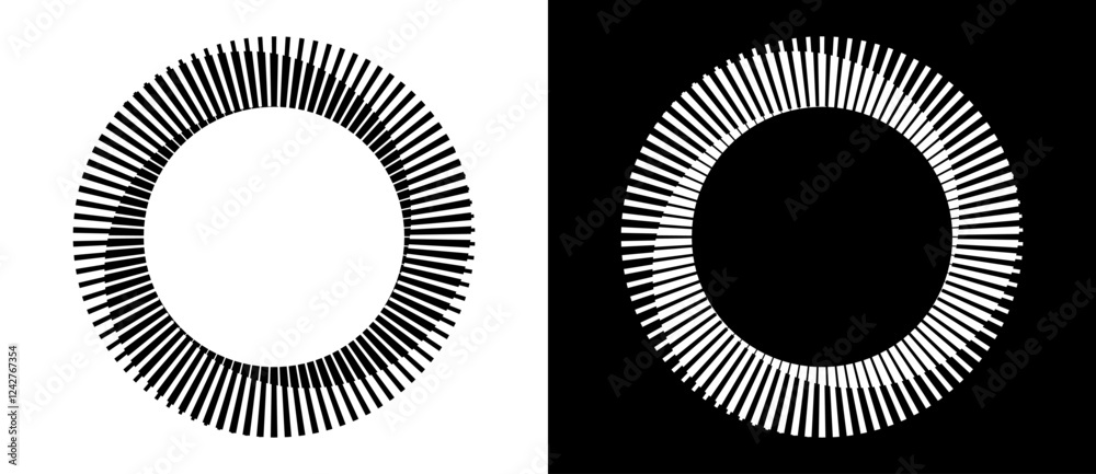 Leinwandbilder Spiral with lines as dynamic abstract vector background or logo or icon. Black spiral on white background and white spiral on black background.
