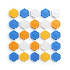Colorful Hexagonal Tiles on White Background for Design Projects