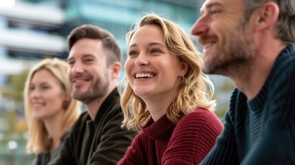 Team collaboration workshop modern office smiling participants bright environment engaging atmosphere