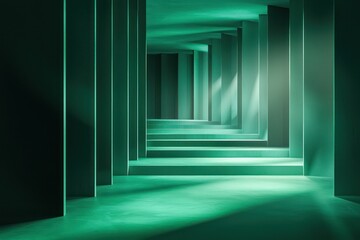 Obraz premium Illuminated textures and deep green gradients come together, layered with subtle noise for a deep visual impact.