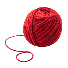 Red yarn ball isolated on perfect for crafts and textile projects art wool on transparent background