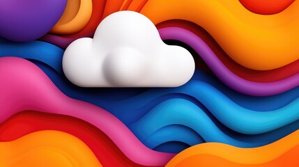 Dynamic abstract cloud design with colorful waves digital art modern environment creative viewpoint