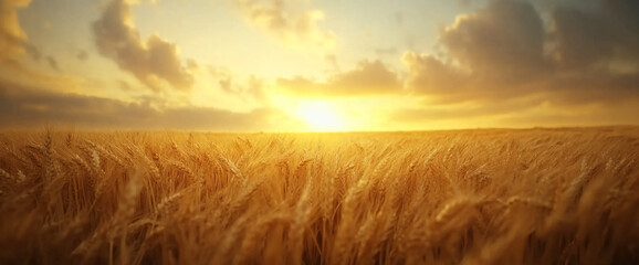 Golden wheat field under a vibrant sky at sunset, capturing the beauty of nature, agriculture, and a peaceful rural landscape symbolizing abundance and tranquility.
