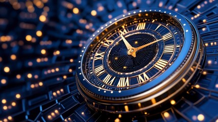 Obraz premium Elegant close-up view of a vintage clock with glowing background