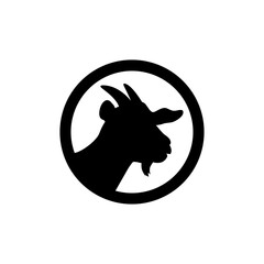 Goat icon with face inside a circle for farm animal illustration
