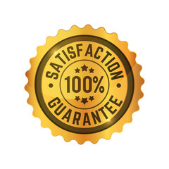 100 percent satisfaction guaranteed icon with gold badge