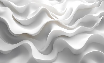 Fototapeta premium Abstract White Waves: A Serene 3D Render of Flowing, Undulating Forms