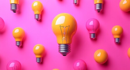 Brilliant Ideas: A Colorful Arrangement of Light Bulbs on Pink