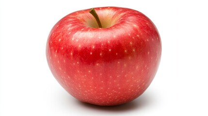 Single red apple isolated on white background, studio shot, healthy food photography, ideal for website or cookbook