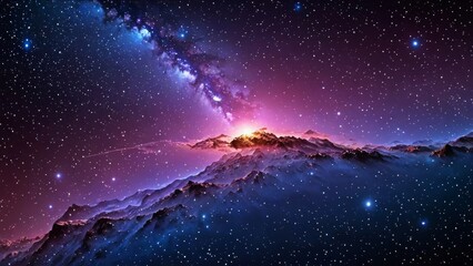 Fototapeta premium Vibrant cosmic landscape with a colorful nebula and distant stars in deep space