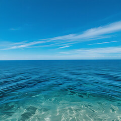 Obraz premium Immerse yourself in the timeless beauty of the ocean under a clear sky. This stunning image captures the deep blue waters stretching endlessly to the horizon
