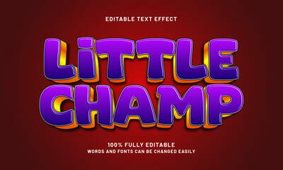 little champ editable text effect with a kids and play theme