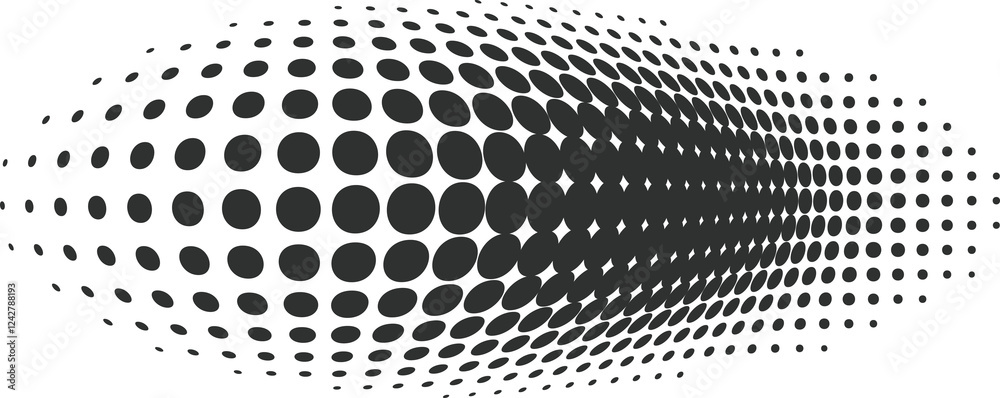 Poster dotted shape. abstract gradient wavy element. halftone geometric line with gradation texture. curved