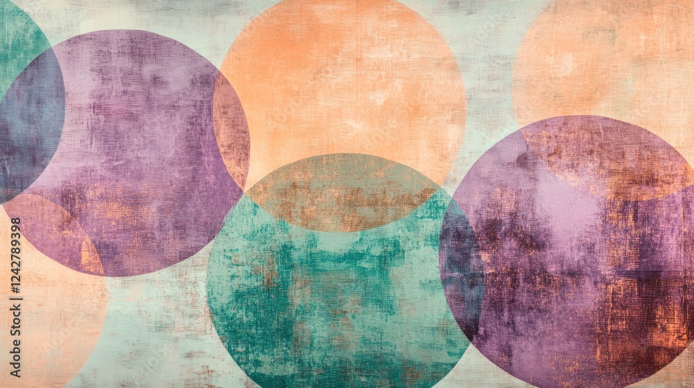 Poster abstract art featuring overlapping pastel circles
