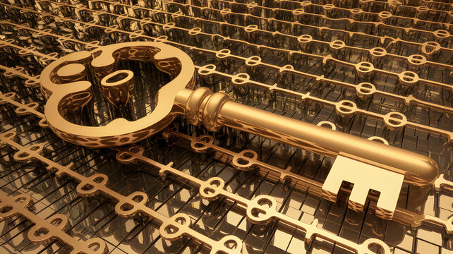 A massive, golden key being formed by smaller interconnected keys.