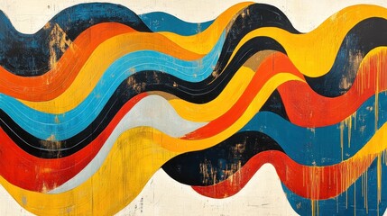 Abstract Wave Painting Vibrant Colors Dynamic Movement