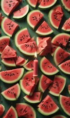 Vibrant watermelon and birthday candle wallpaper for a festive and youthful vibe, youthful, bright